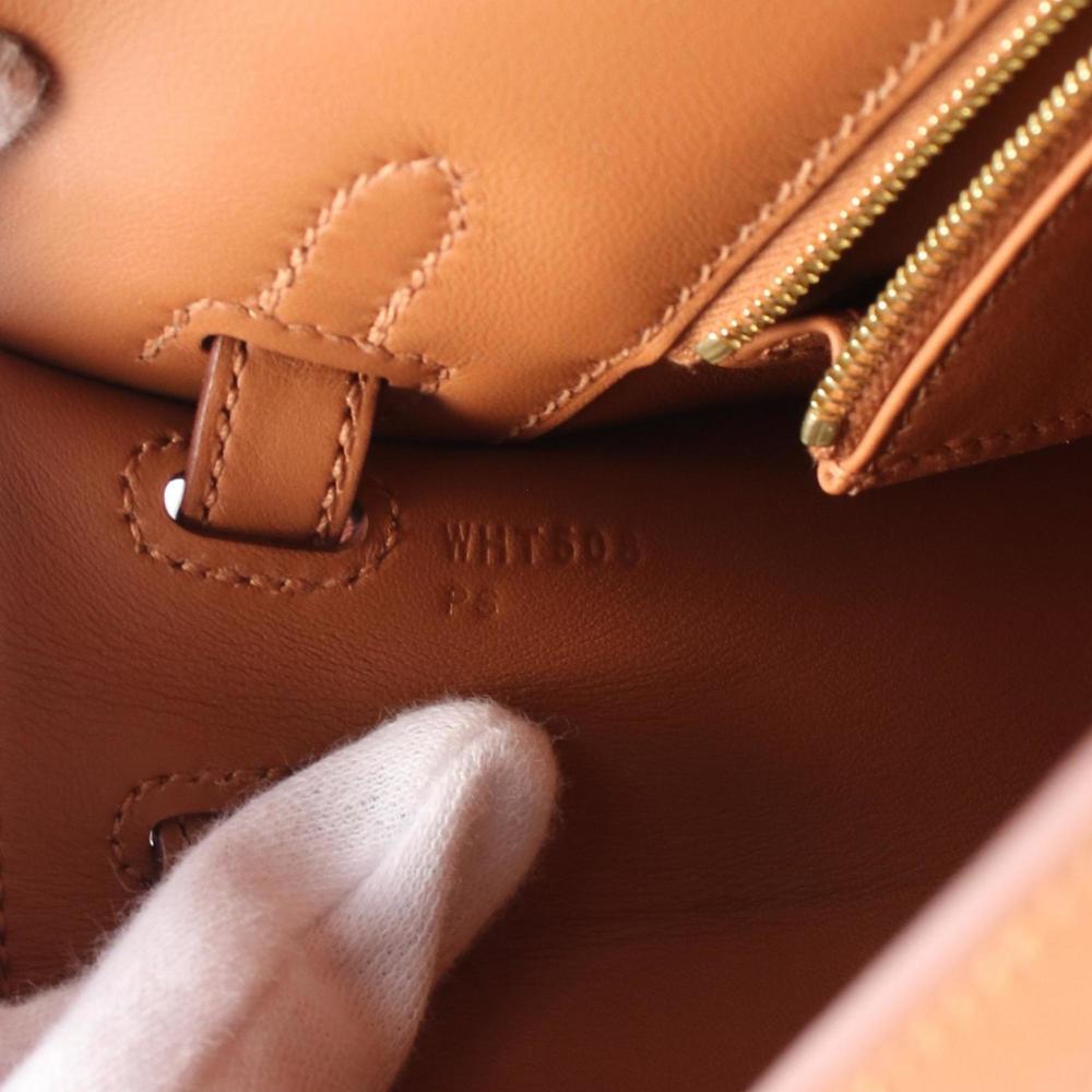 Hermes HERMES Kelly 25 Handbag Leather Canvas Toile H Swift Women's Beige Bro... - Picture 6 of 7